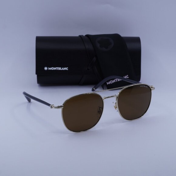 Montblanc MB0271S 009 Square Sunglasses - Gold/Brown - Picture 11 of 11
